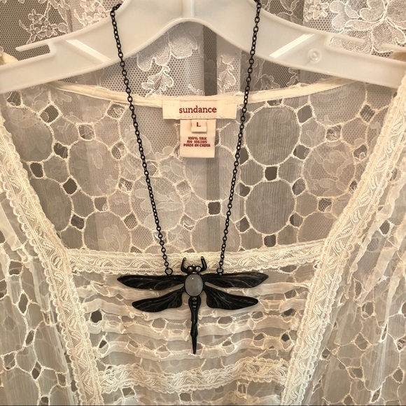 🌸HOST PICK🌸 SUNDANCE * NWOT Silk Sheer Lace Top - Picture 6 of 8